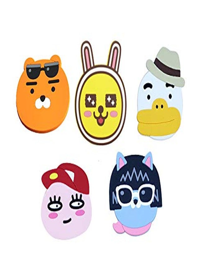 UNIQUE CART 5PCS Silicone Coaster Colorful Animal Coaster Cup Mat for Drinks Durable Non-Slip Hot Pads Protection Furniture Damage for Home and Kitchen Use. - Image 1
